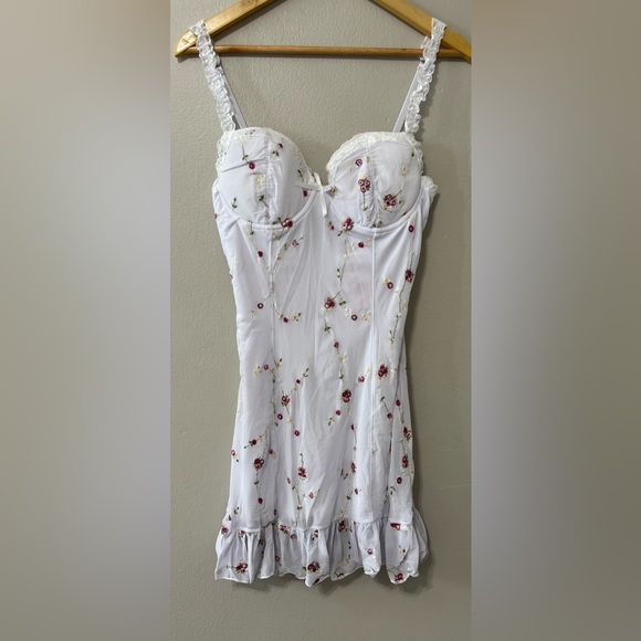 Sugar Thrillz Dresses & Skirts - Sugar Thrillz White Floral Corset Mini Dress Coquette Fairycore Y2K NWT XL